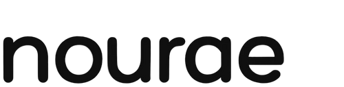 Logo of the brand 'nourae' with a blue arrow icon.